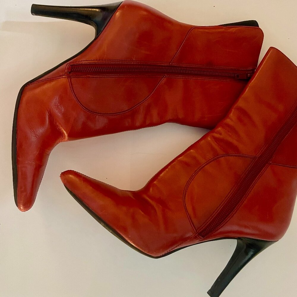 Nine West Dark Red Leather Boots - 6.5 M